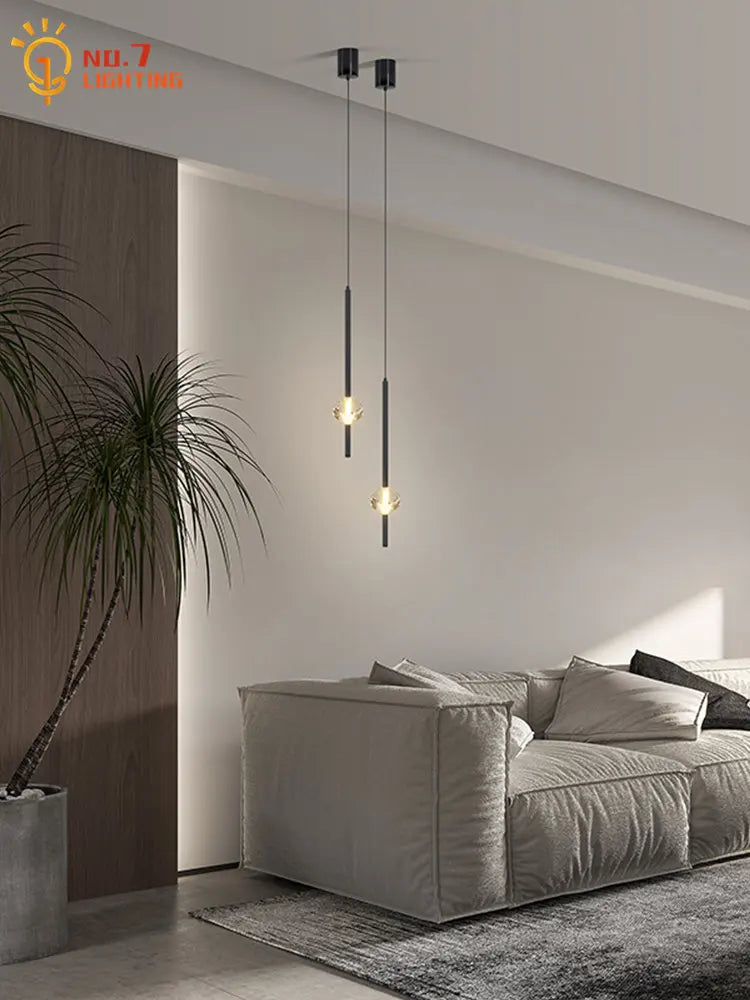 Afralia™ Crystal Bedroom Pendant Lights LED Modern Minimalist Indoor Lighting