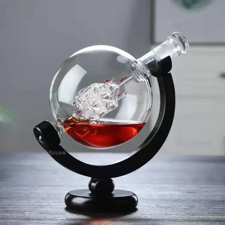 Afralia™ Earth Decanter Set Whiskey Red Wine Glass Creative Craft Decoration