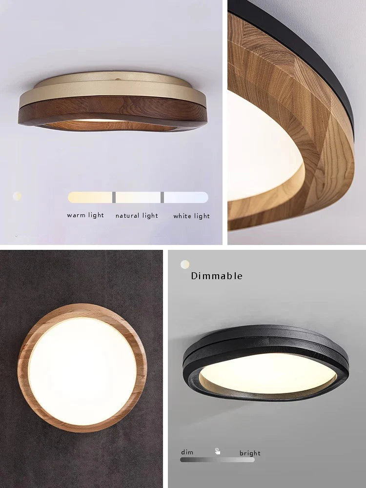 Afralia™ Modern Solid Wood LED Ceiling Light Fixture for Home Decor