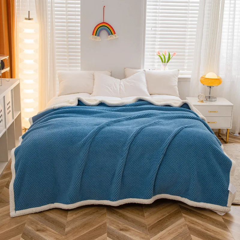 Afralia™ Rose Fleece Warm Blanket for Autumn Winter Beds - Thicken Imitation Lamb's Wool Blanket