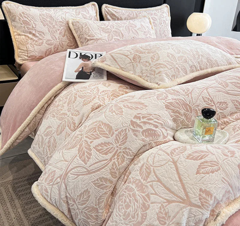Afralia™ Milk Velvet Jacquard Bedding Set: Autumn Winter Warm Luxury for Bedroom Comfort