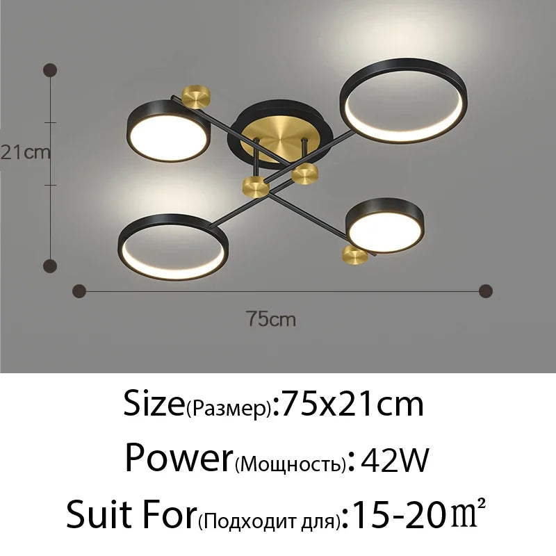 Afralia™ Elegant Multi-Head Gold LED Ceiling Lamp for Living Room & Bedroom