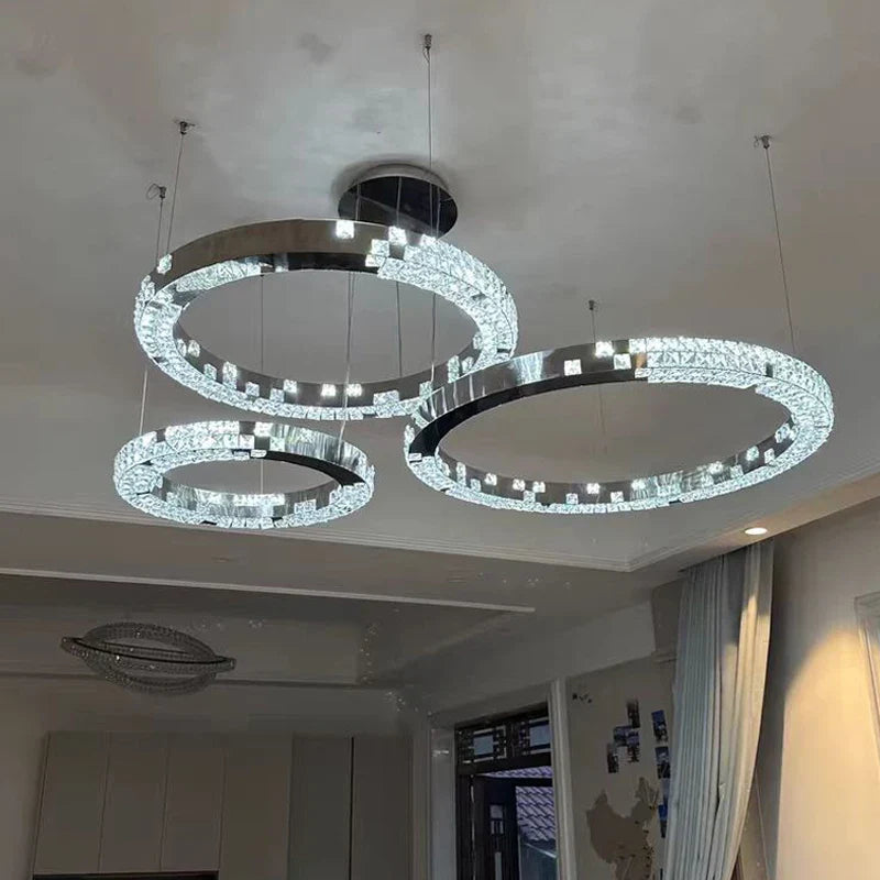 Afralia™ Luxury Crystal Pendant Chandelier with LED Lights for Dining, Bedroom, and Living Room