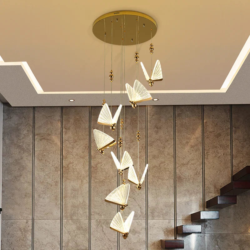 Afralia™ Modern Butterfly Chandelier Lighting for Living Room, Staircase, Bedroom - Indoor LED Lamps