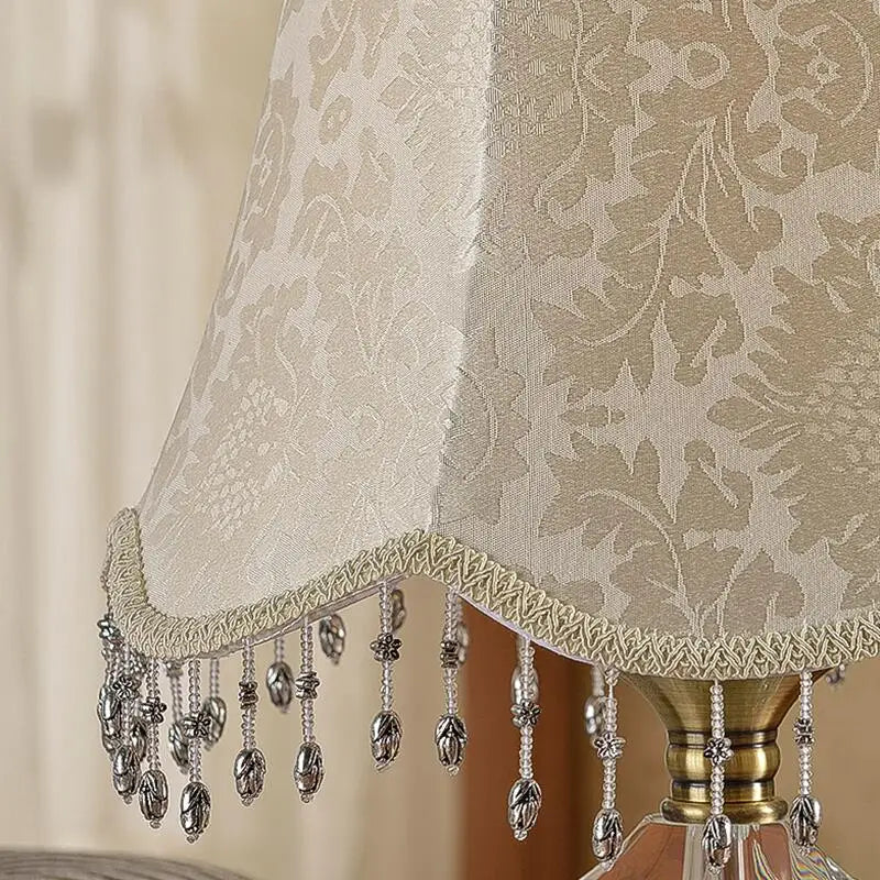 Afralia™ Crystal Table Lamp with Fabric Lampshade - Luxury Bedroom Lighting