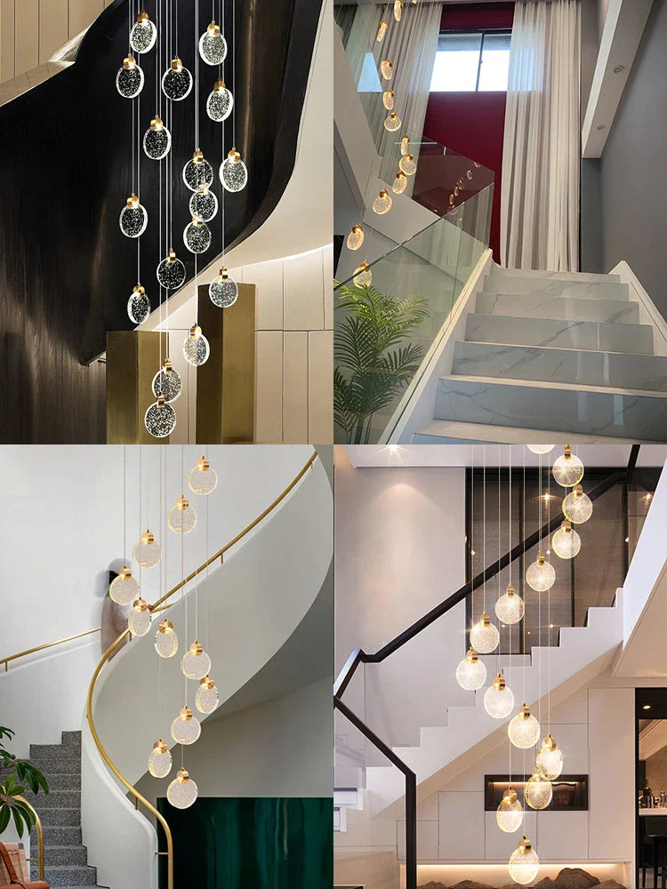 Afralia™ Nordic Crystal LED Chandeliers for Living Dining Stairwell Lobby Hall Fixtures