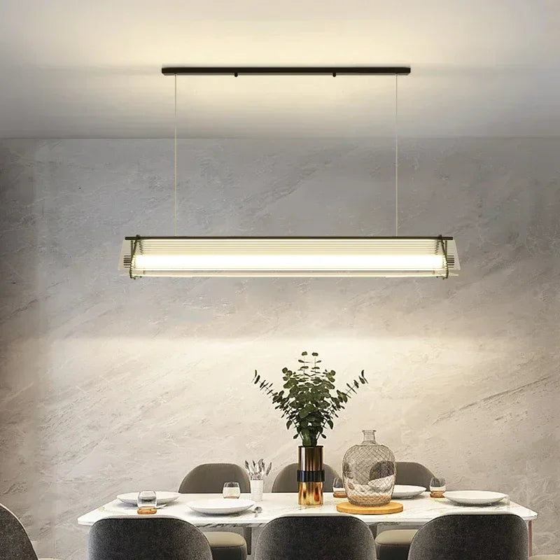 Afralia™ Glass LED Tube Chandelier Pendant - Nordic Style for Dining Room, Kitchen, Living Room