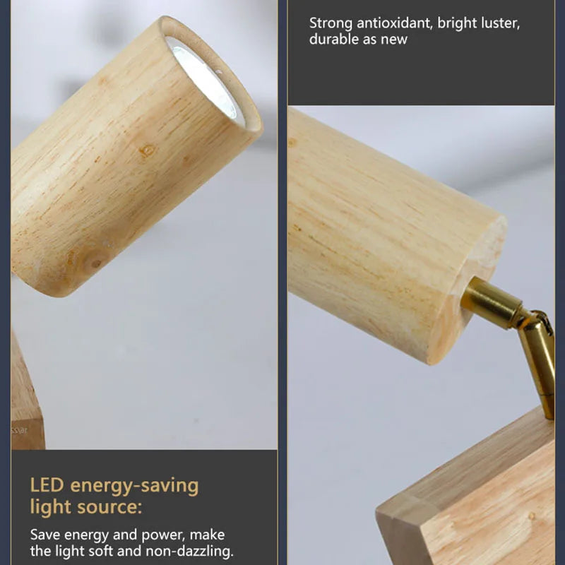 Afralia™ Nordic Wooden Ceiling Spotlight - Adjustable Rotatable Lighting Fixture for Versatile Home Illumination