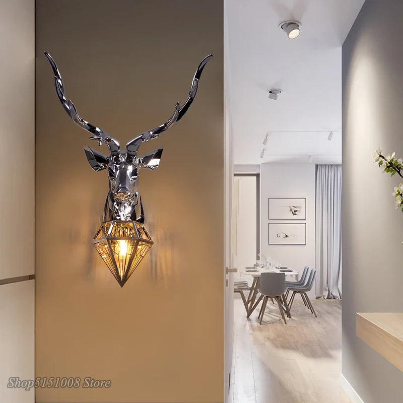 Afralia™ Antlers LED Wall Light: Modern Bedroom Deer Wall Sconce, Retro Living Room Luminaire