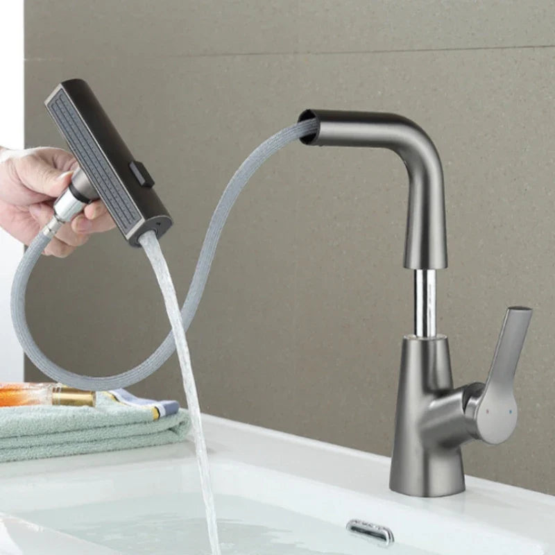 Afralia™ Stainless Steel Basin Faucet with Pull Out Sprayer