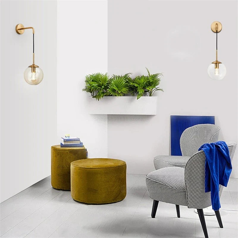 Afralia™ Glass Ball Wall Lamp - Nordic Retro LED Lighting Fixture
