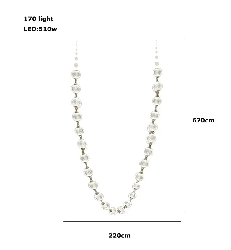 Afralia™ Pearl Necklace LED Pendant Light for 6m Staircase