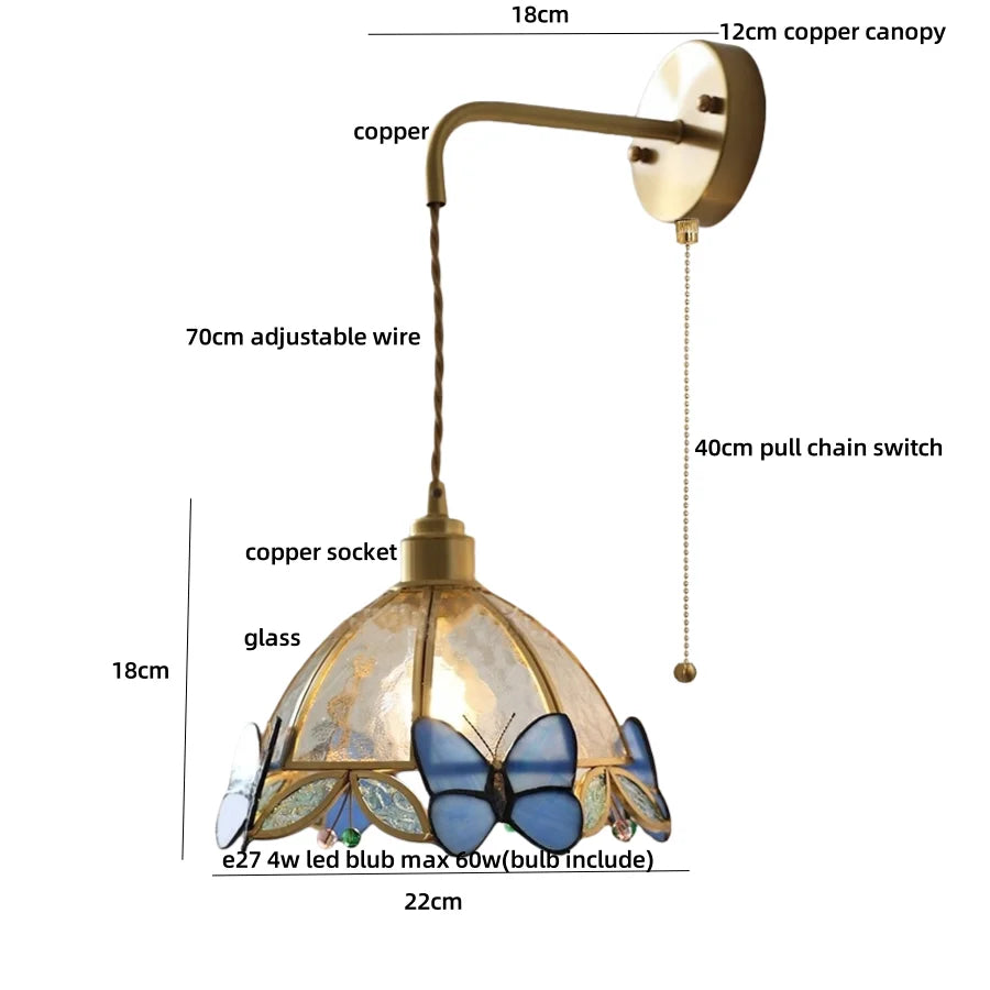 Afralia™ Butterfly Glass LED Wall Lights - Modern Nordic Style Bedside Lamp
