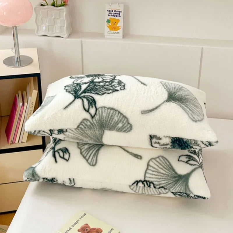 Afralia™ Cozy Winter Plush Pillowcase: Nordic Printed Milk Velvet Soft Home Decor
