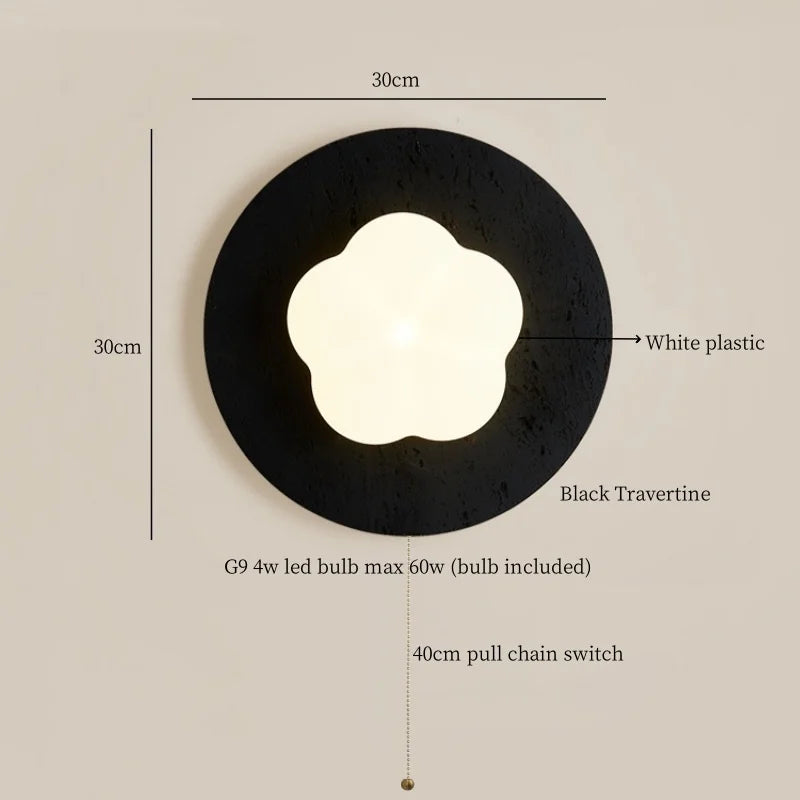 Afralia™ Black Travertine LED Wall Lights Modern Home Decoration Bedside Lamps