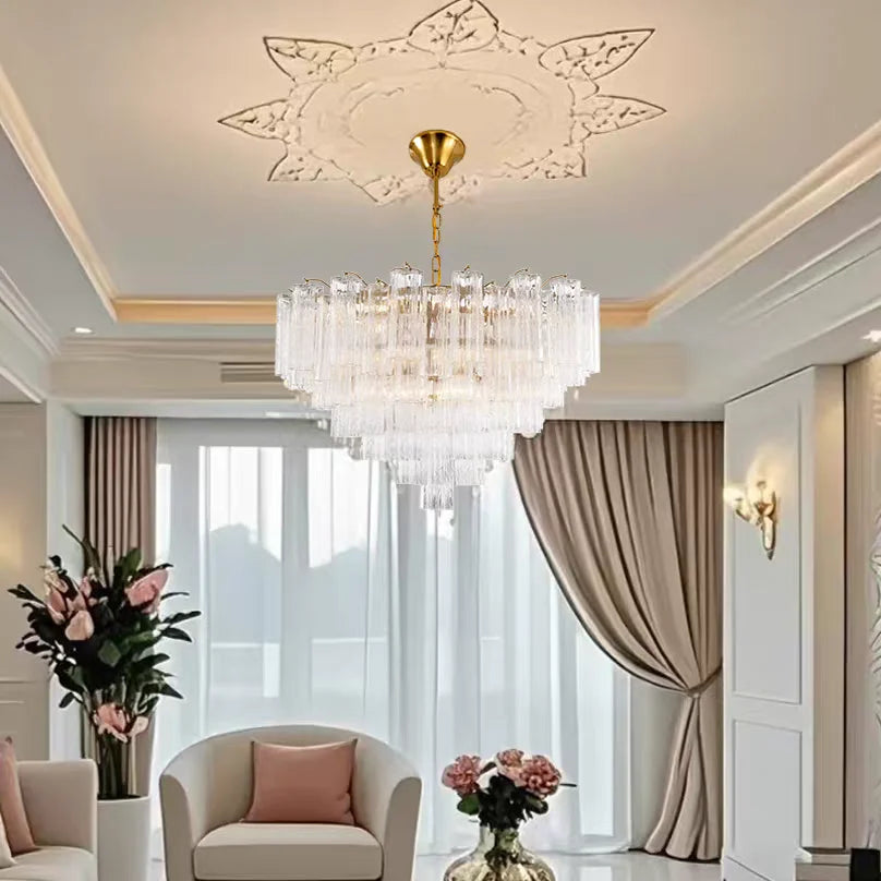 Glass Ceiling Chandelier: Smoke Gray Pendant Light by Afralia™ for Dining, Living Room, Bedroom