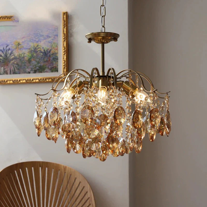 Afralia™ Retro Crystal Chandelier Pendant Light for Home Decor Luxe Living Room Bedroom