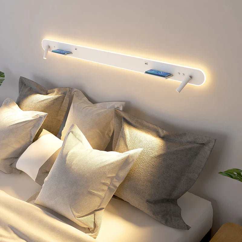 Afralia™ Bedside Wall Lamps with Switch, USB Port, Wireless Charging for Home Bedroom