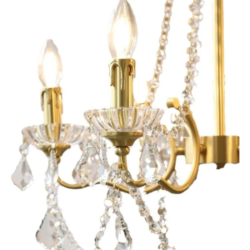 Afralia™ Luxury Copper Crystal Chandelier LED Pendant Lights for Home Decor
