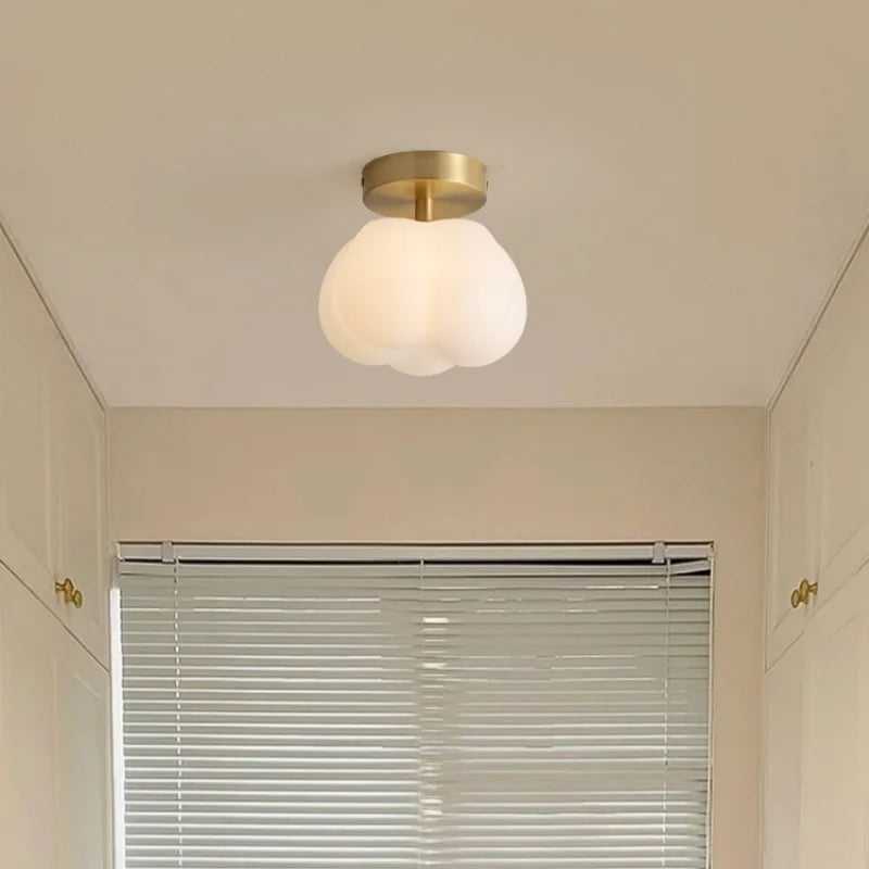 Afralia™ Cotton Shape LED Ceiling Lamp - Cream. Nordic Style, Hallway Balcony Porch Light.