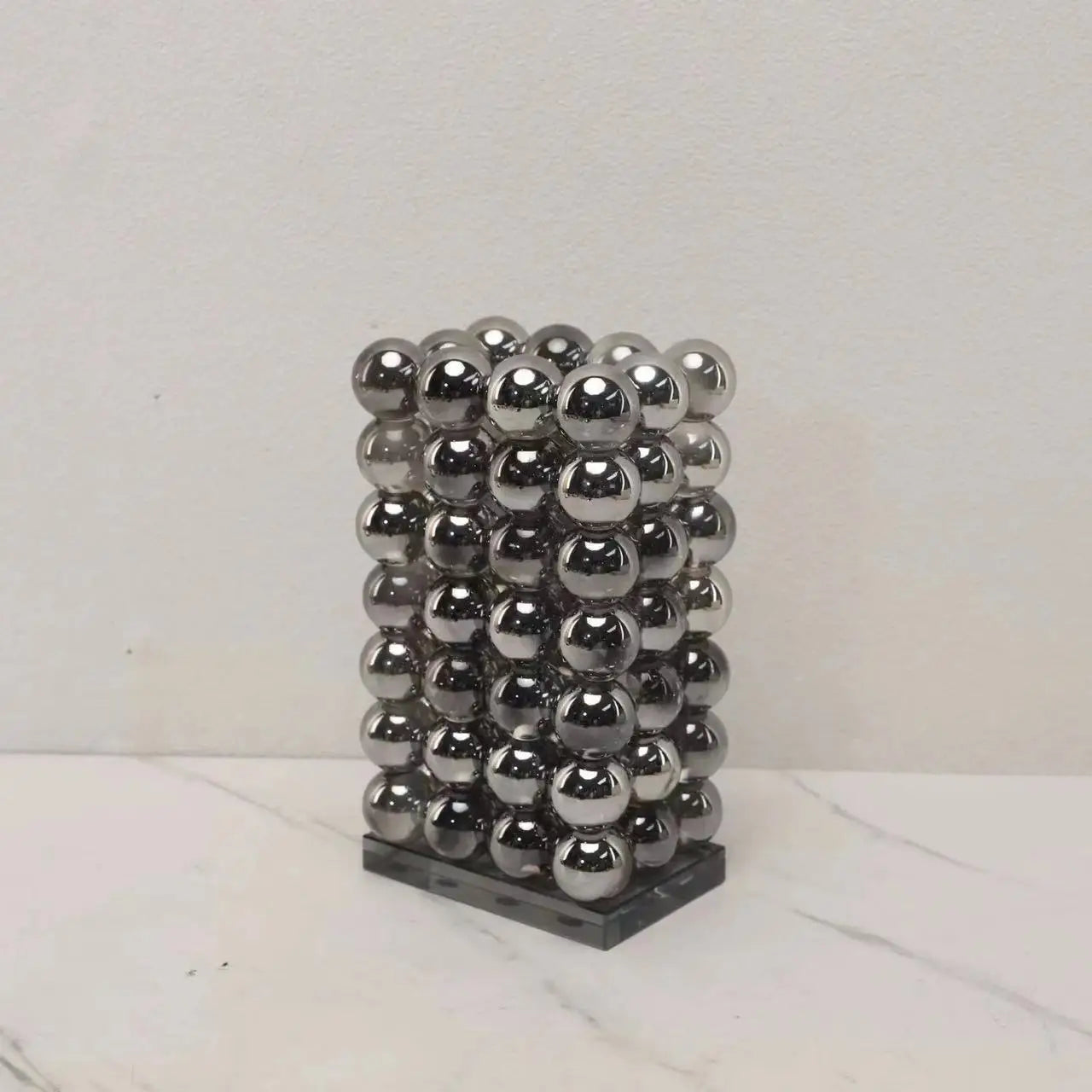 Afralia™ Geometric Crystal Ball Silver Ball Glass Vase, Home Decoration Accessories