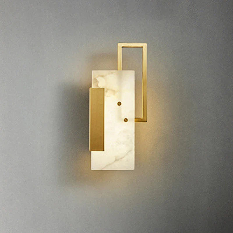 Afralia™ Marble Wall Light Bedside LED Golden Copper SconceLux Luxurious Home Decor