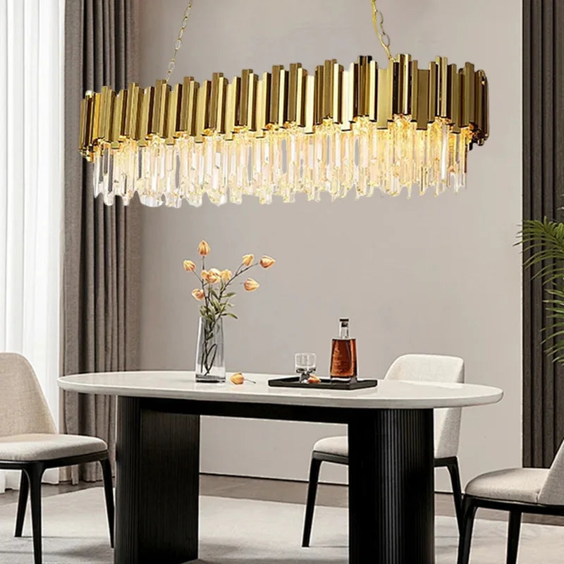 Afralia™ Gold Crystal Chandelier: Modern Luxury LED Pendant Lights for Living, Dining, Bedroom Decor