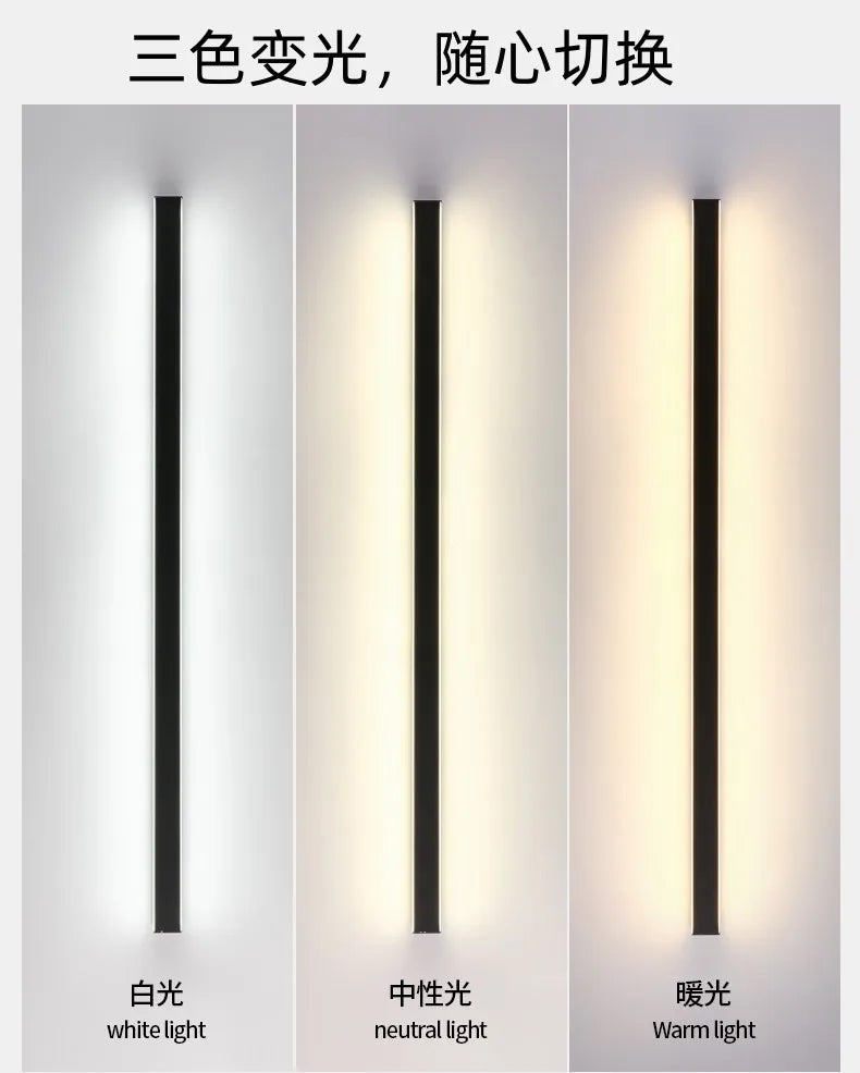 Afralia™ Minimalist Line Wall Lamp for Bedroom Headboard Hallway Creative Strip Light