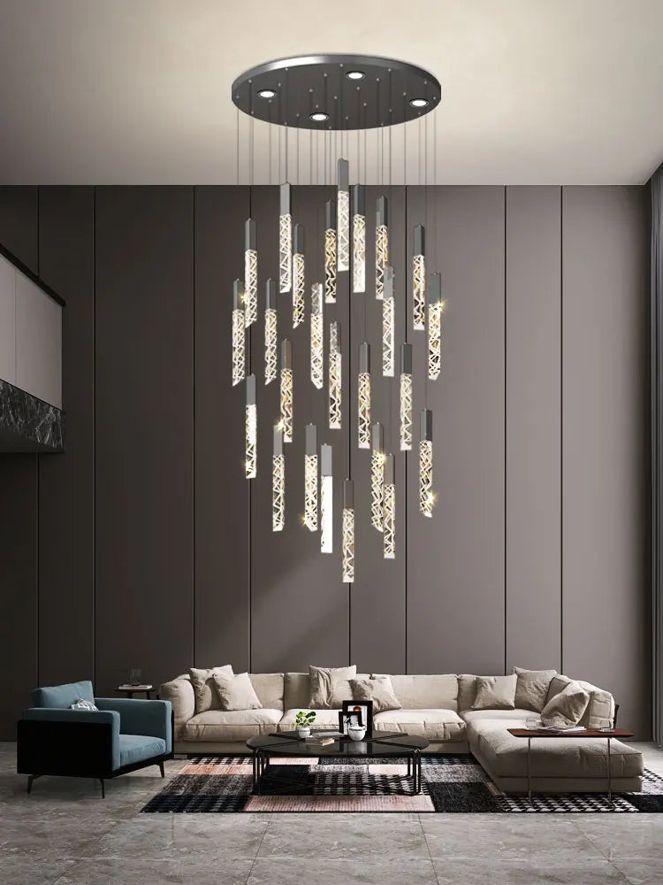 Afralia™ Crystal Staircase Chandelier: Luxury LED Pendant Lighting for Dining Rooms, Villas, and Attics