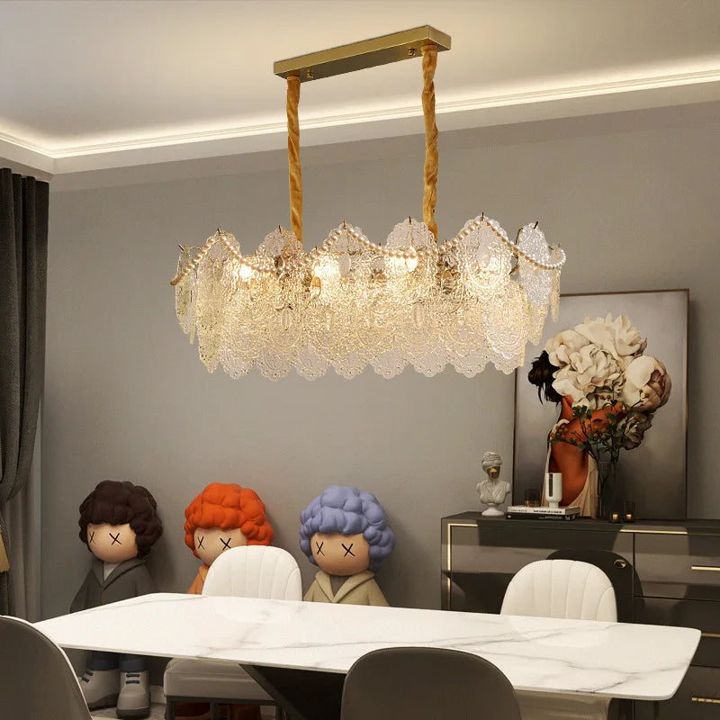 Afralia™ Clear Glass LED Chandelier: Modern French Style for Living Room, Bedroom, Kitchen.