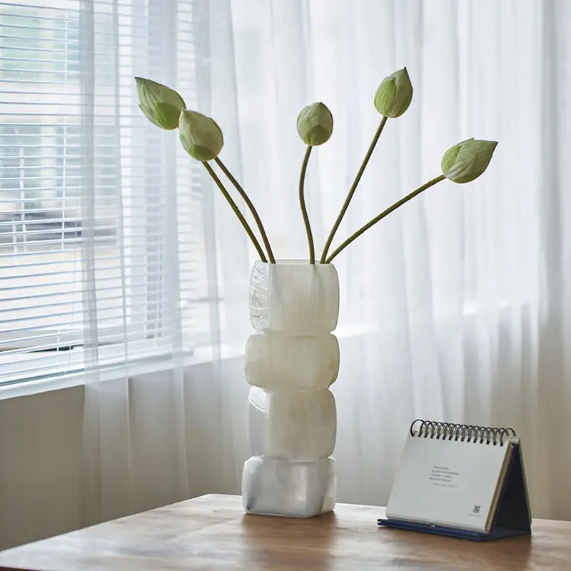 Afralia™ Geometric Square Vase Table Soft Decoration Glass Decor for Hotel TV Counter