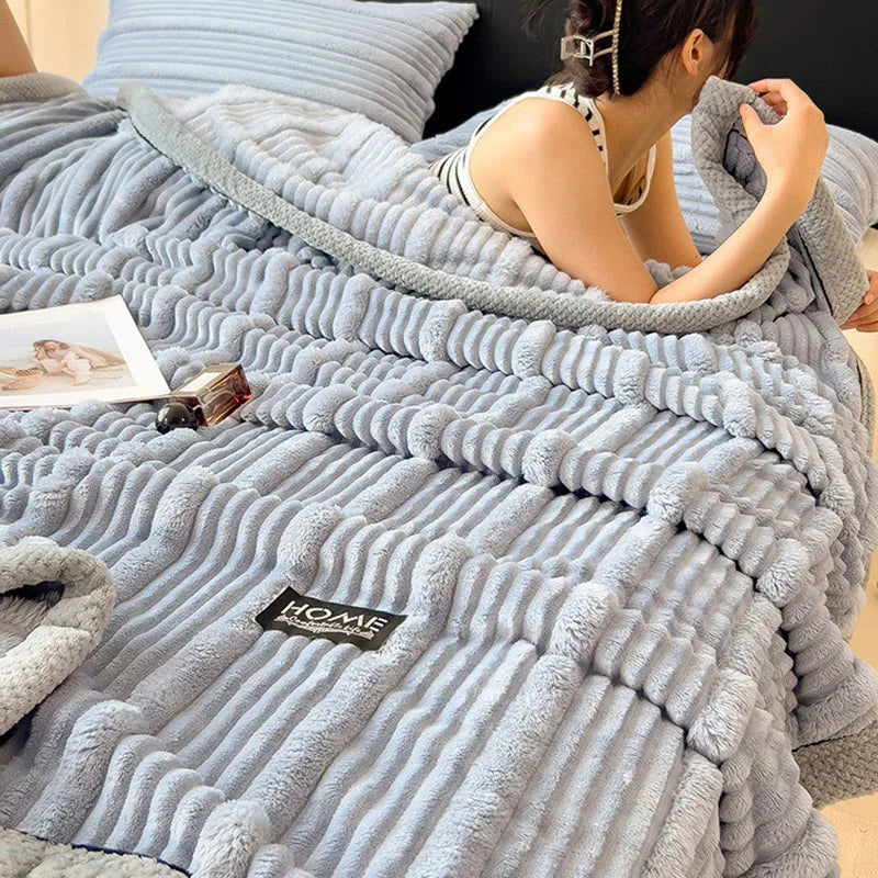 Afralia™ Cozy Faux Rabbit Plush Blanket, Nordic Style, Thick & Warm, Super Soft Nap Shawl