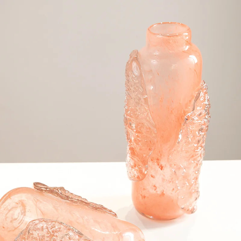 Afralia™ Pink Glass Ice Cubes Vase - Home Decor Flowerpot & Terrarium