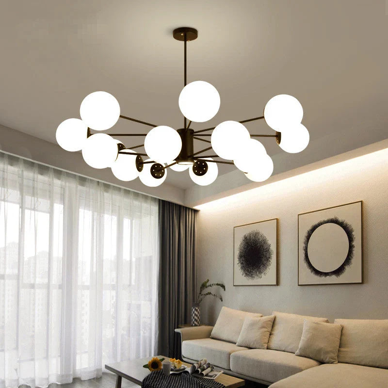 Afralia™ Glass Ball Chandelier: Modern Lustre Lighting for Living Room, Bedroom, Dining Room