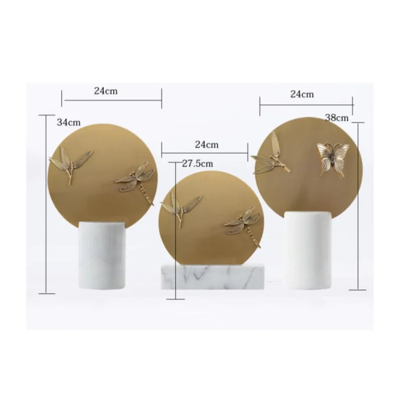 Afralia™ Golden Geometric Circle Insect Figurine Set Home Decor