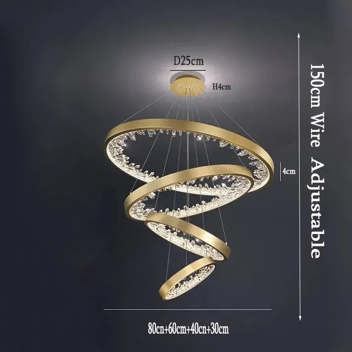 Afralia™ Luxury Crystal Circle Rings Ceiling Chandelier for Living Room and Bedroom