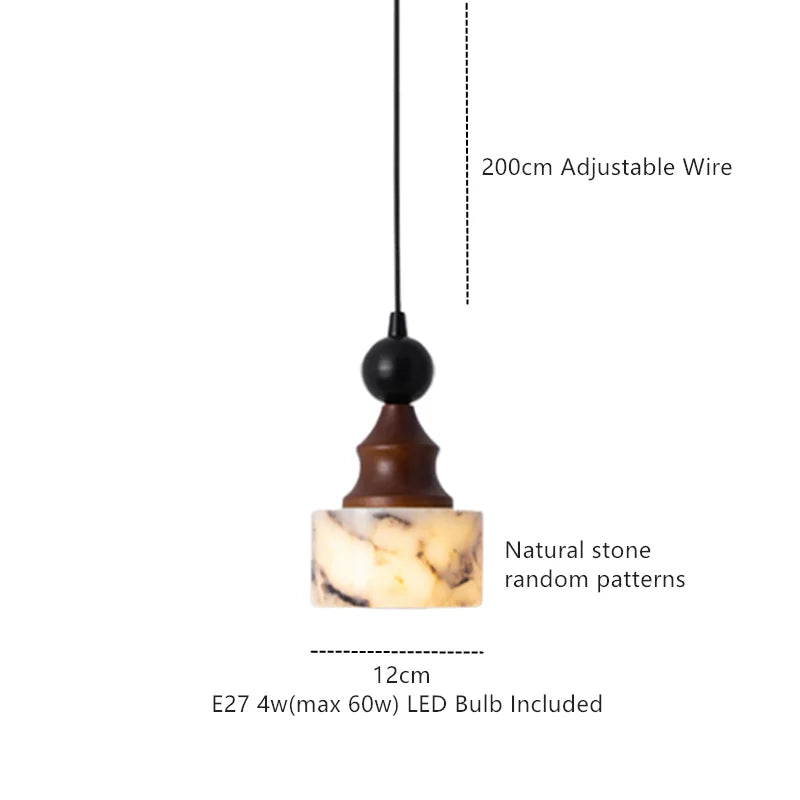 Afralia™ Natural Stone LED Pendant Light with Random Patterns - LED Bulb Included