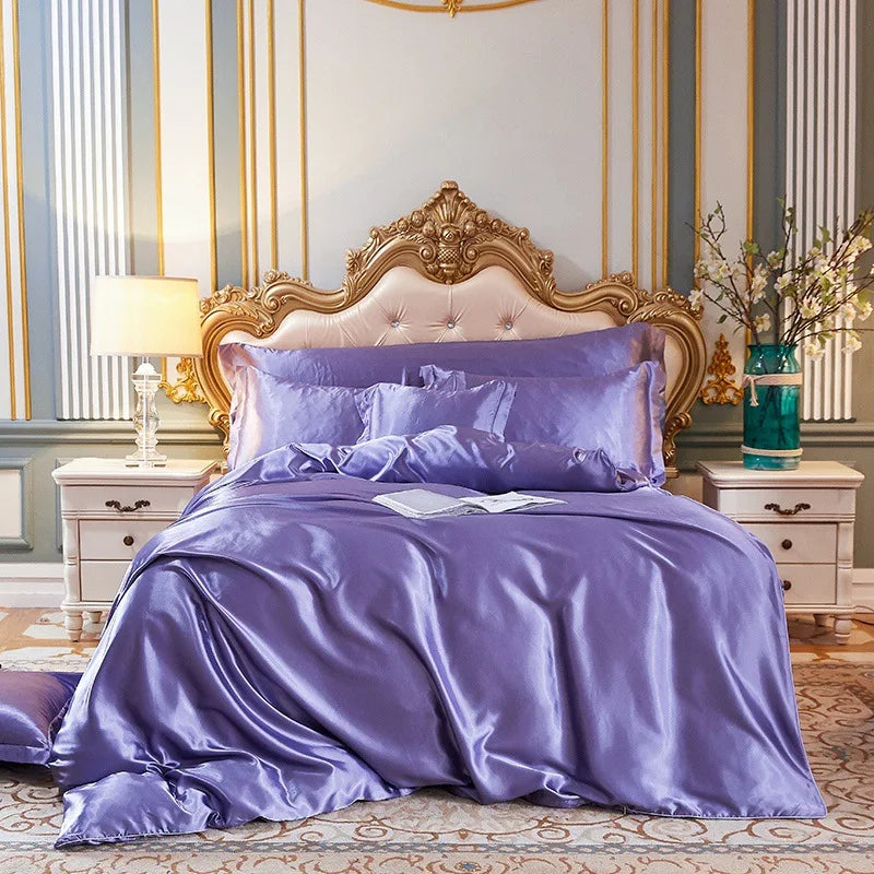 Afralia™ Luxe Satin Silk Duvet Cover Set | Soft Skin-Friendly Comforter with Pillowcase