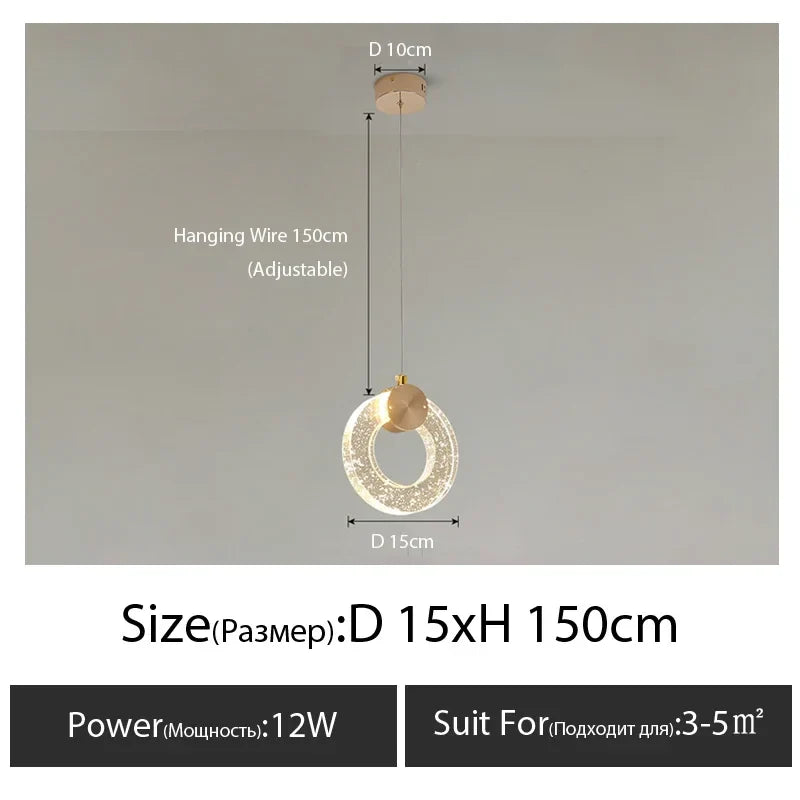 Afralia™ Crystal Pendant Light for Minimalist Master Bedroom, Small LED Lamp with Net Red Background