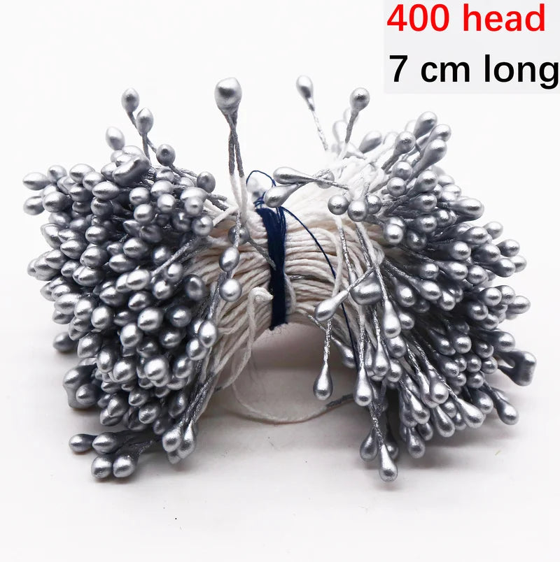 Afralia™ Silver Hybrid Flower Stamen Berries Bundle for DIY Wedding Cake Decor