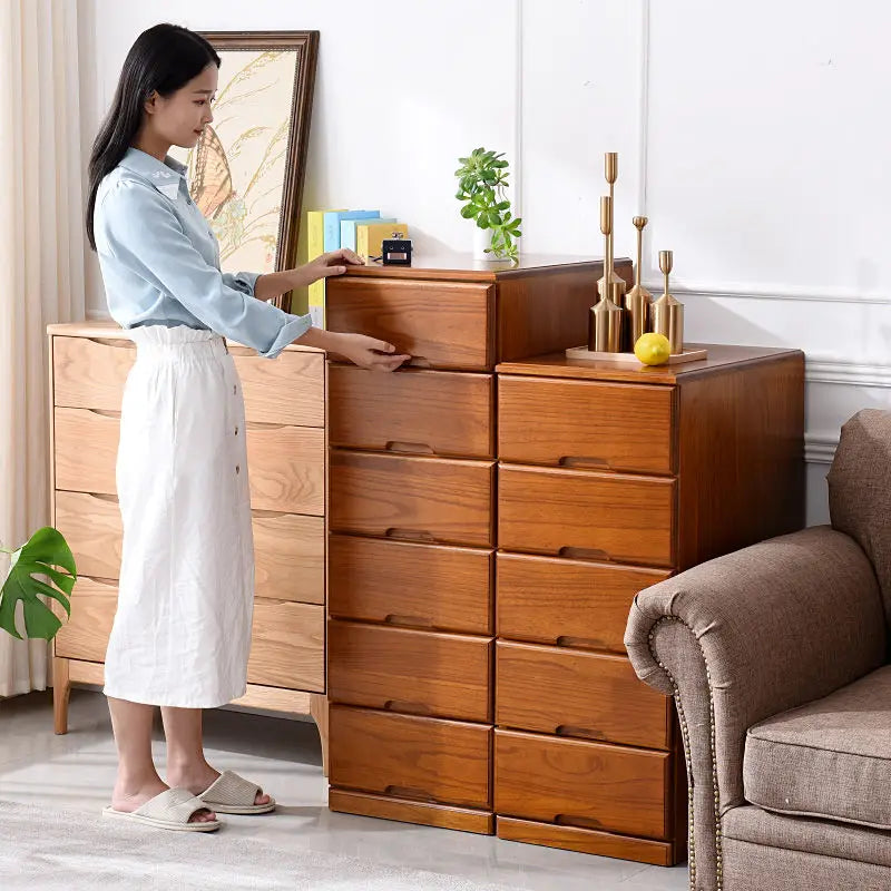 Afralia™ Wooden Tea Cake Storage Box Tea Cabinet Tea Tray Drawer Organizer