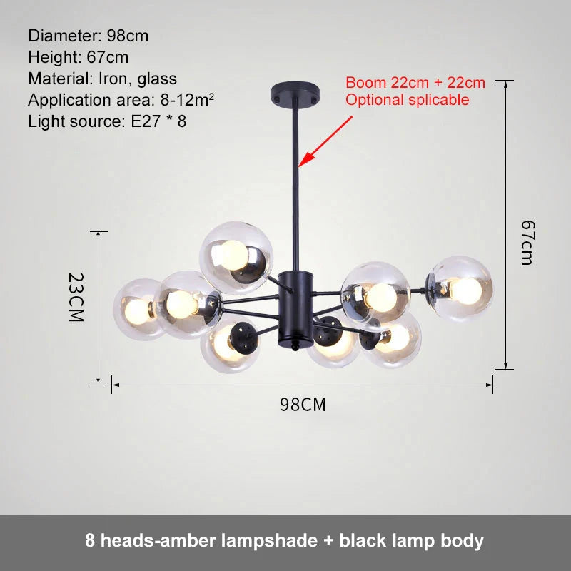 Afralia™ Glass Ball LED Chandelier for Bedroom Dining Room - Elegant Ceiling Pendant Lamp