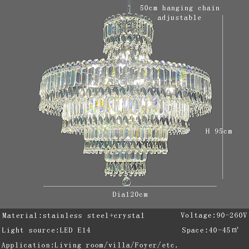 Afralia™ Silver Crystal Ceiling Chandelier for Modern Luxury Living Room Bedroom Decor