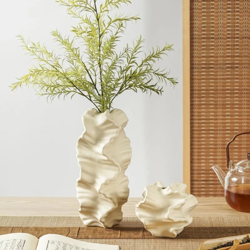 Afralia™ Ceramic Vase for Home Decor, Irregular Patterns, Handcrafted Flower Arrangement Accessory