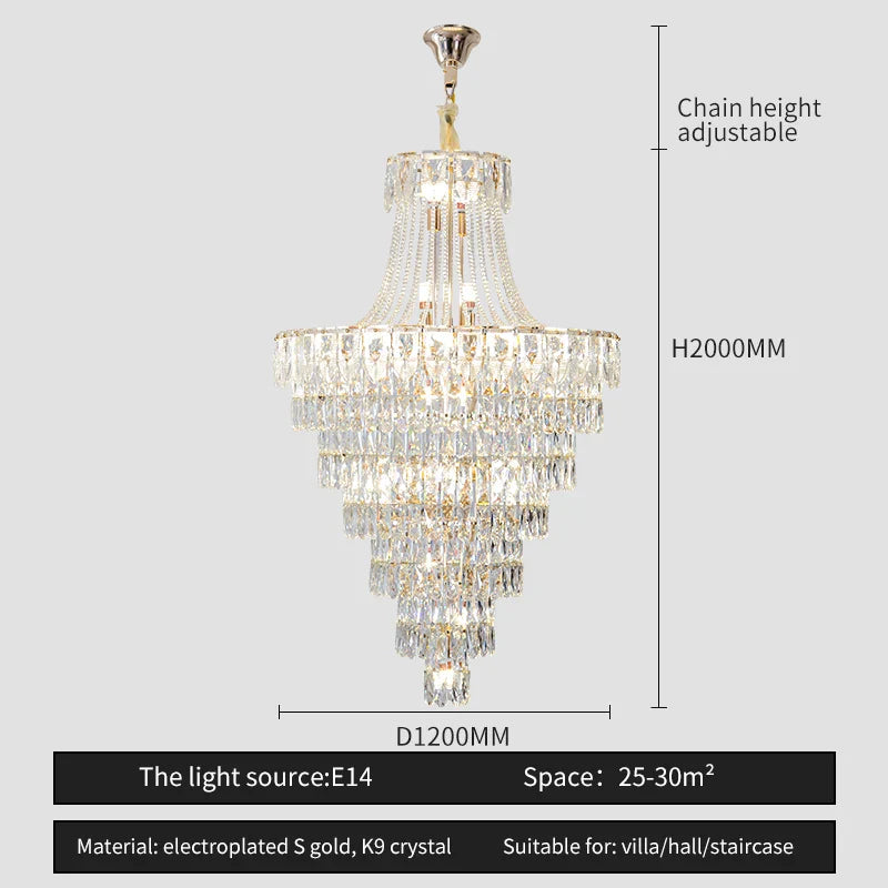 Afralia™ Crystal Chandelier Art Living Room Lighting for Duplex Buildings and High-End Restaurants