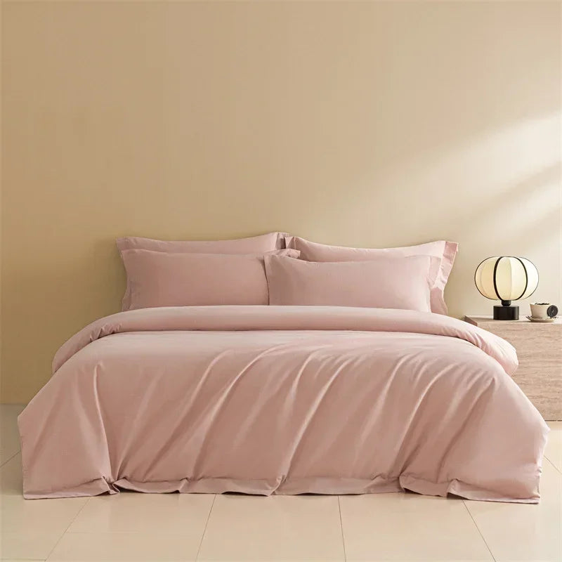 Afralia™ Solid Color 100% Cotton Bedding Set for Queen/King Size Beds
