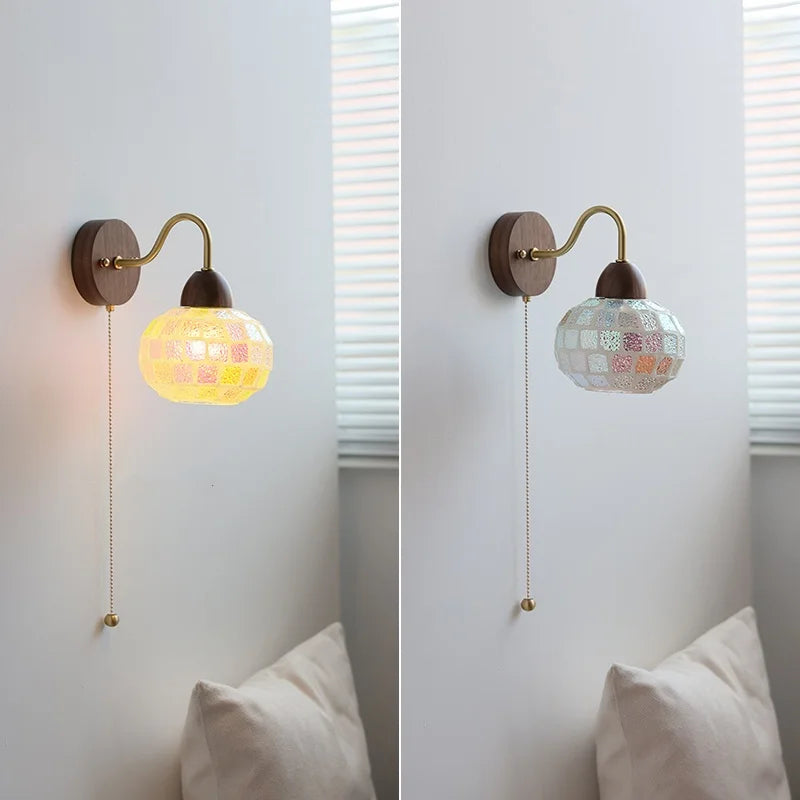 Afralia™ Tiffany Style Glass LED Wall Light with Colorful Shell Design