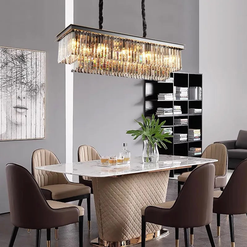 Afralia™ Crystal Ceiling Chandelier: Modern Vintage Hanging Light for Living Dining Room