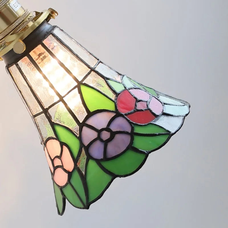 Afralia™ Flower Glass LED Wall Sconce with Pull Chain Switch for Stair, Living, Dining Room