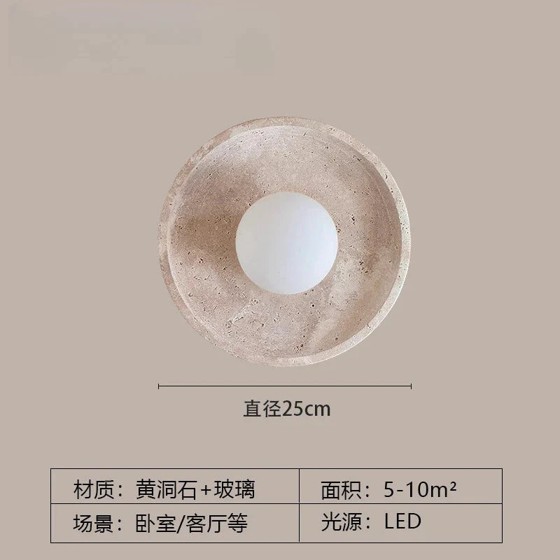 Afralia™ Wabi-sabi Yellow Travertine LED Wall Lamp for Restaurant Bedroom Aisle Stairs